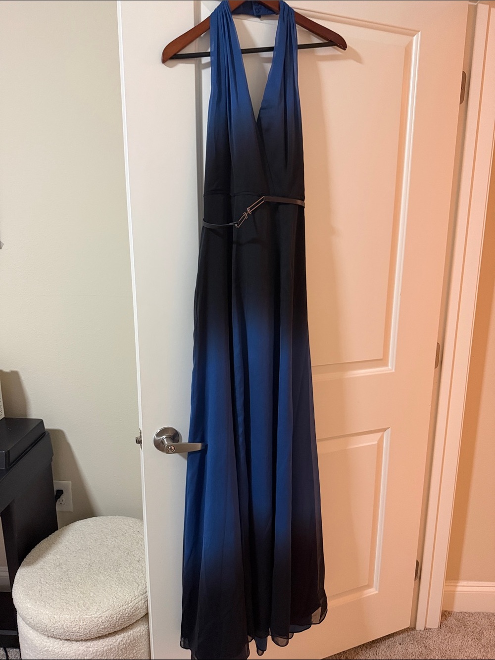 Elegant Blue Ombre Halter Evening Dress